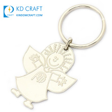China Hersteller benutzerdefinierte Metall Zinklegierung religiöses Symbol versilbert Kawaii Engel Schlüsselanhänger